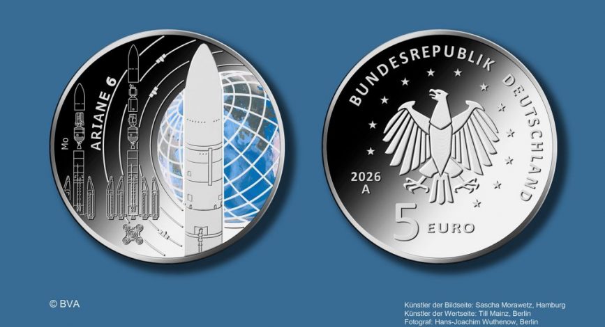 5-Euro-Sammlermünze „Ariane 6“ – Auftaktemission der Serie „Erforschung des Weltraums“